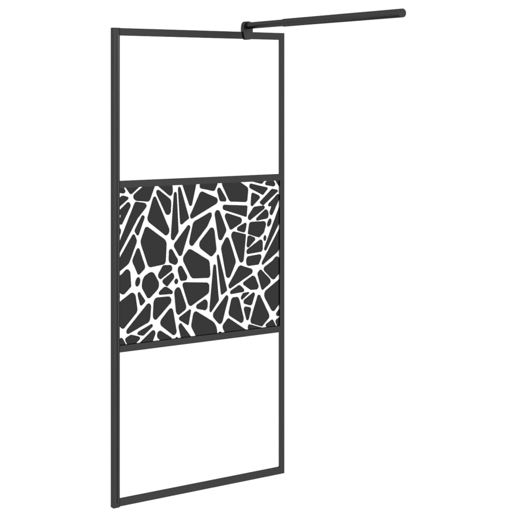 vidaXL Mampara ducha con estante vidrio ESG y aluminio negro 90x195 cm