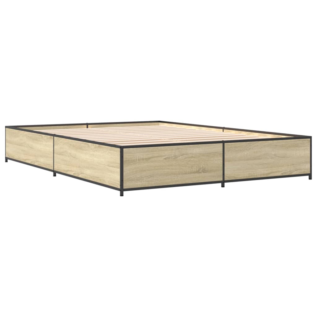 vidaXL Estructura cama madera ingeniería metal roble Sonoma 120x190 cm