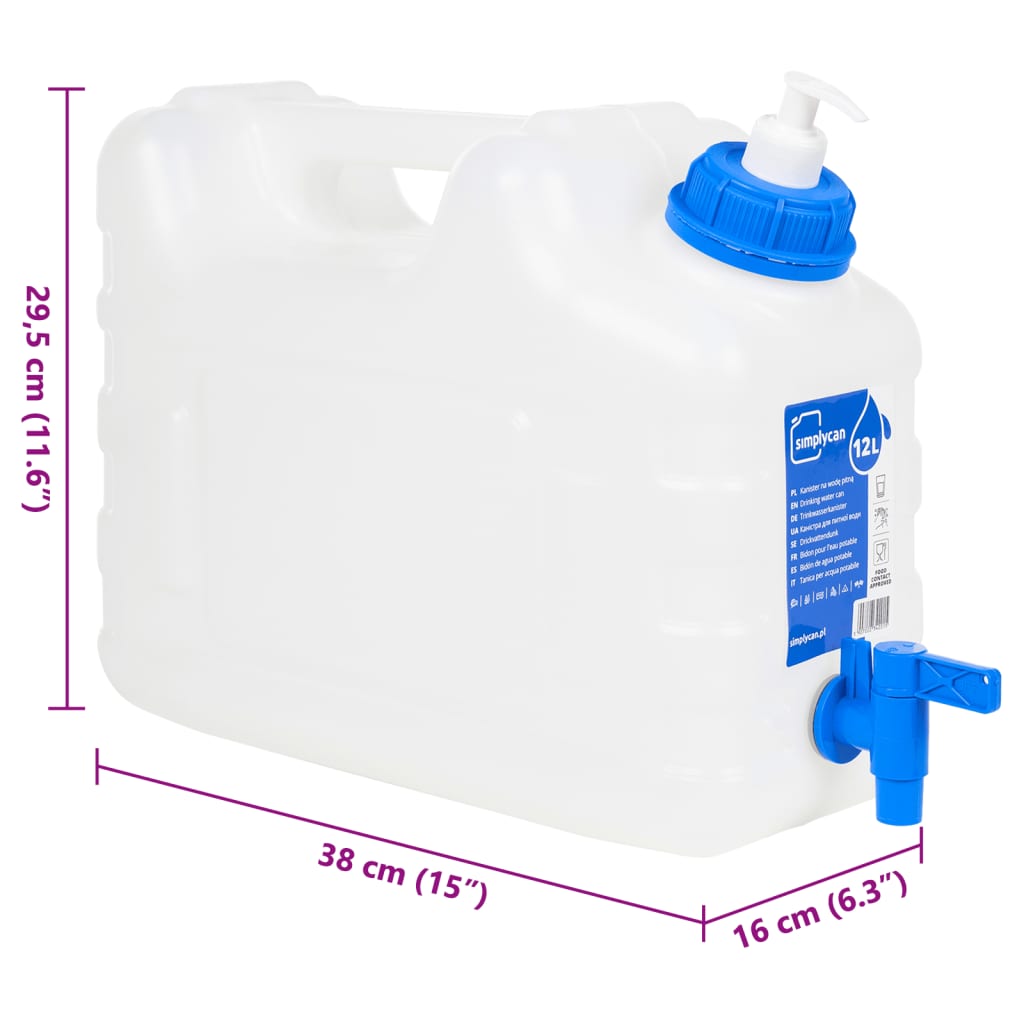 vidaXL Garrafa de agua con grifo y dispensador de jabón plástico 10 l