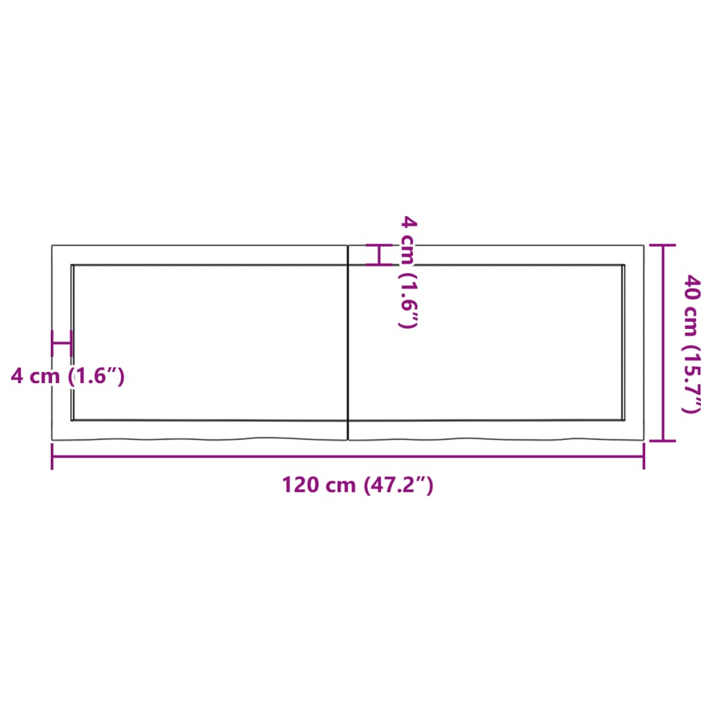 vidaXL Encimera de baño madera tratada marrón oscuro 120x40x(2-6) cm