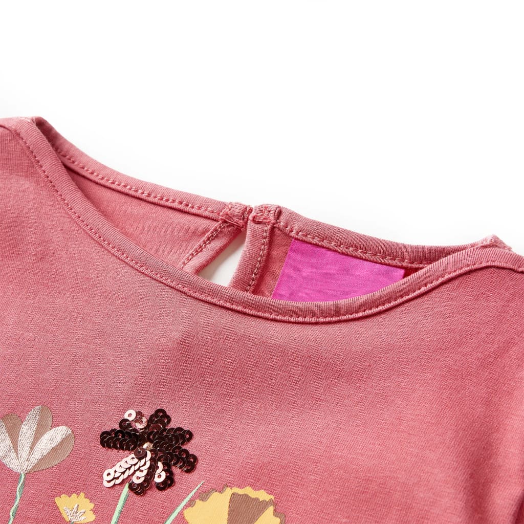 Camiseta infantil de manga larga rosa envejecido 128