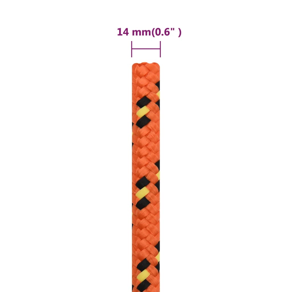 vidaXL Cuerda de barco polipropileno naranja 14 mm 25 m