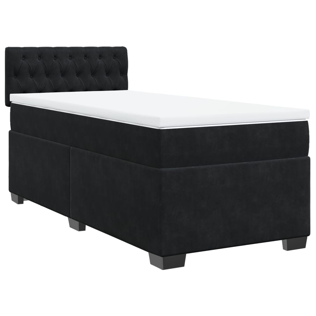 vidaXL Cama box spring con colchón cuero sintético negro 90x190 cm