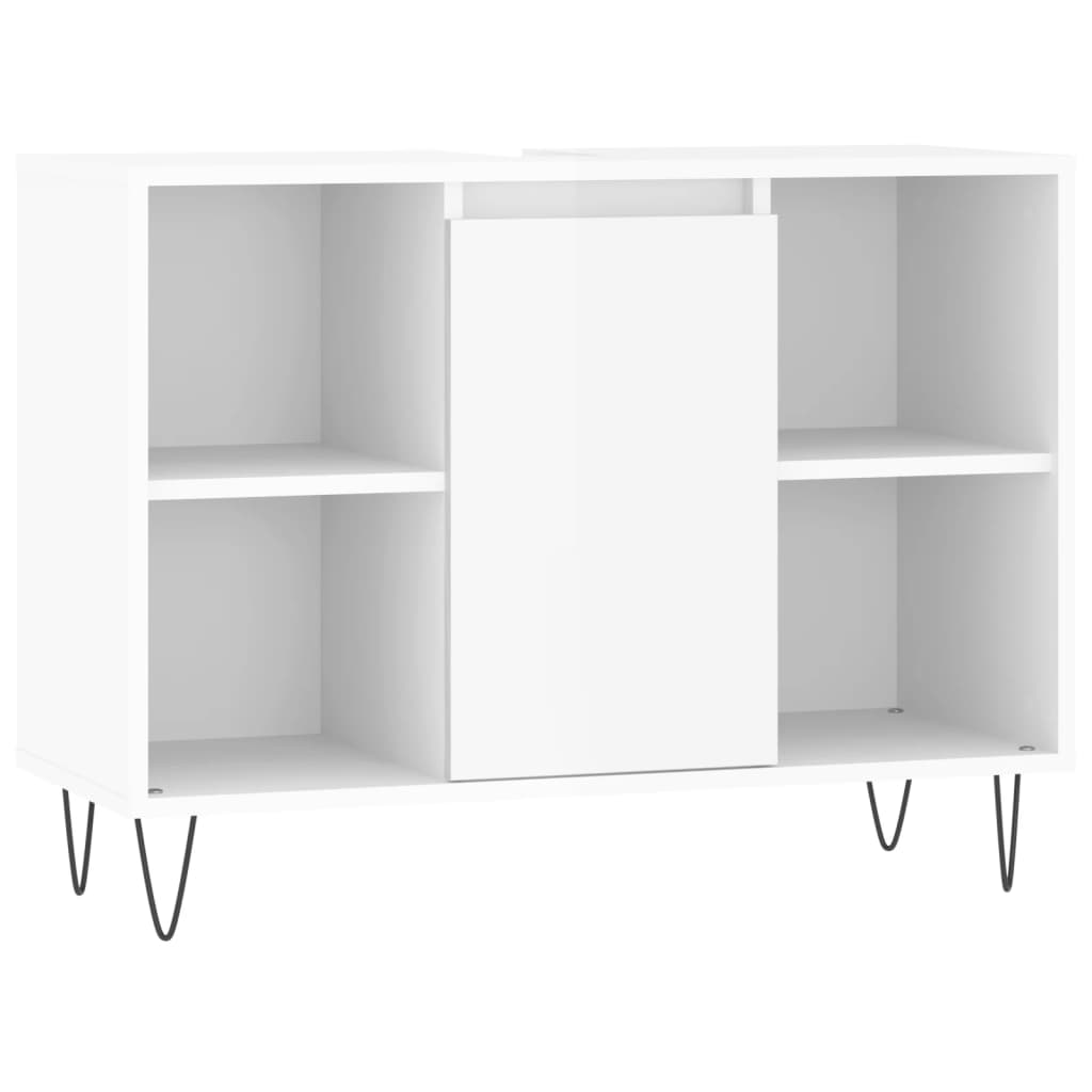 vidaXL Set muebles de baño 3 piezas madera contrachapada blanco brillo