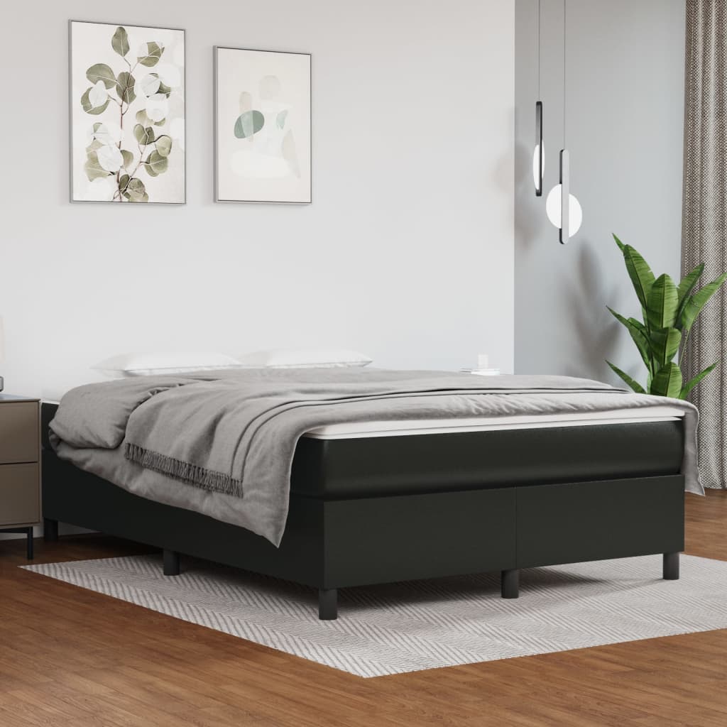 vidaXL Cama box spring con colchón cuero sintético negro 140x190 cm