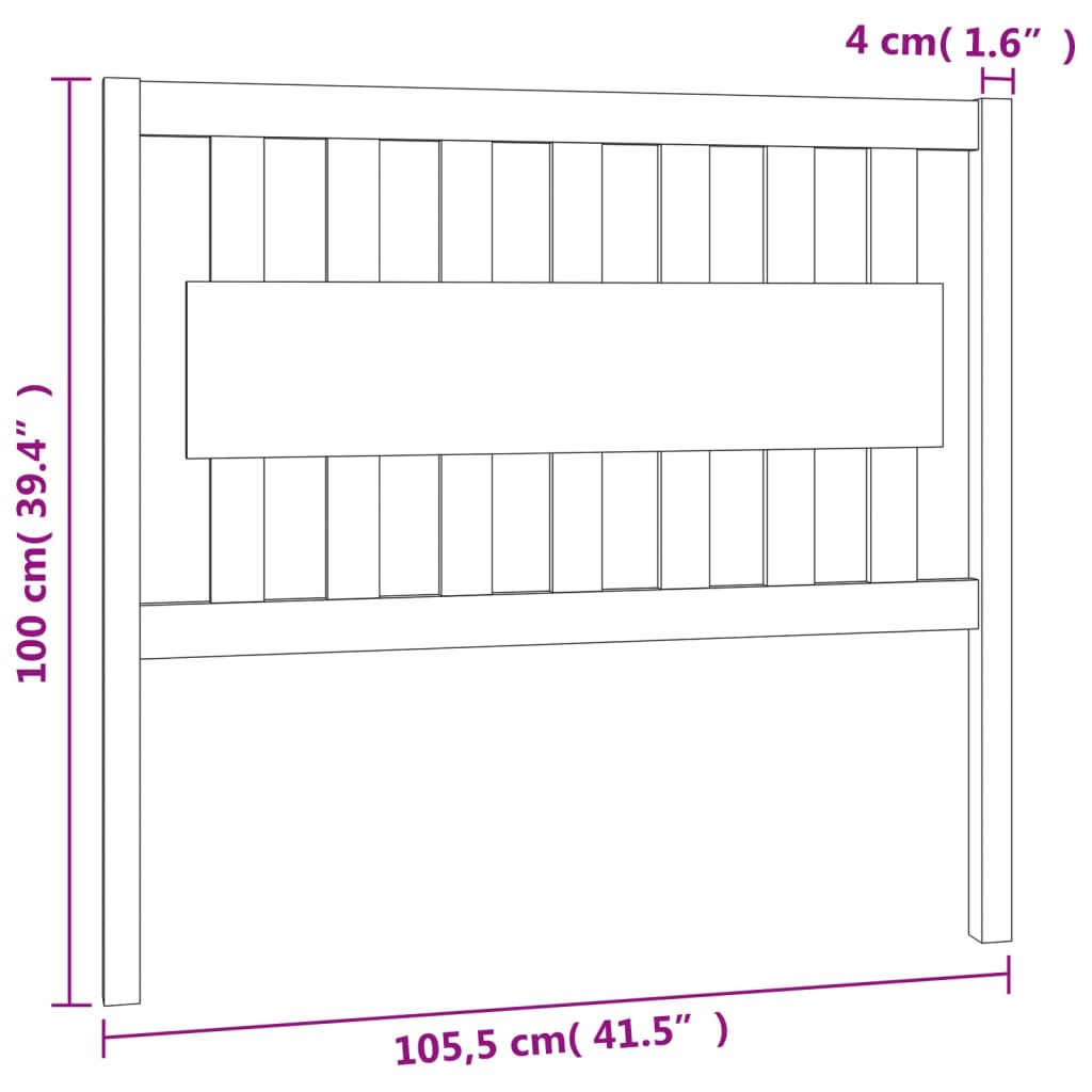 vidaXL Cabecero de cama madera maciza de pino negro 105,5x4x100 cm