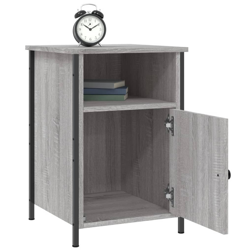 vidaXL Mesitas de noche 2 uds madera contrachapada gris 40x42x60 cm