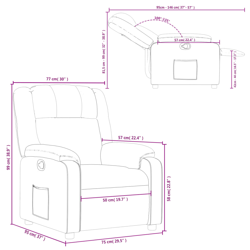 vidaXL Sillón reclinable de tela gris claro