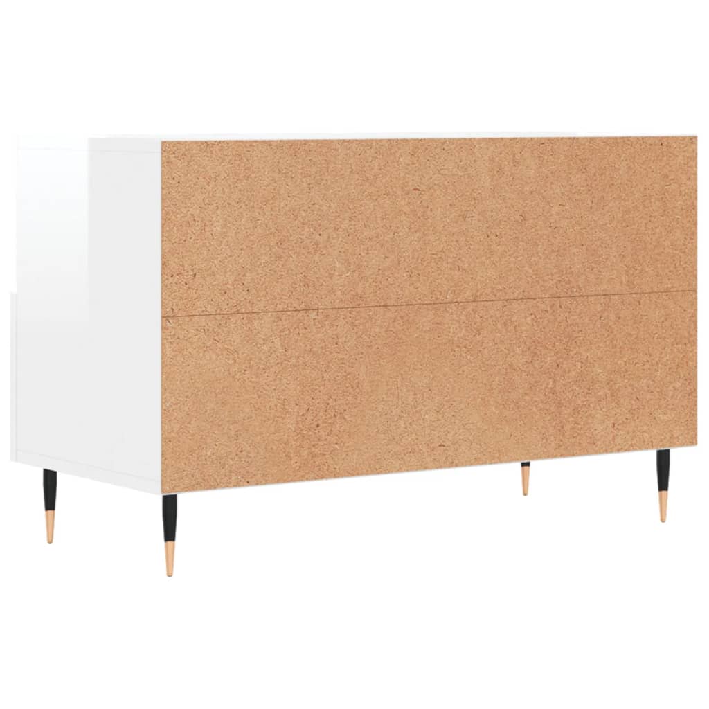 vidaXL Mueble de TV madera contrachapada blanco brillo 80x36x50 cm