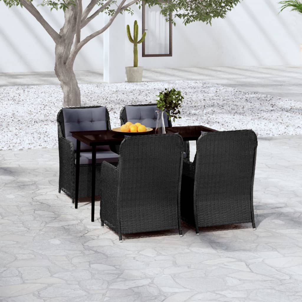 vidaXL Juego de comedor para jardín 5 piezas negro