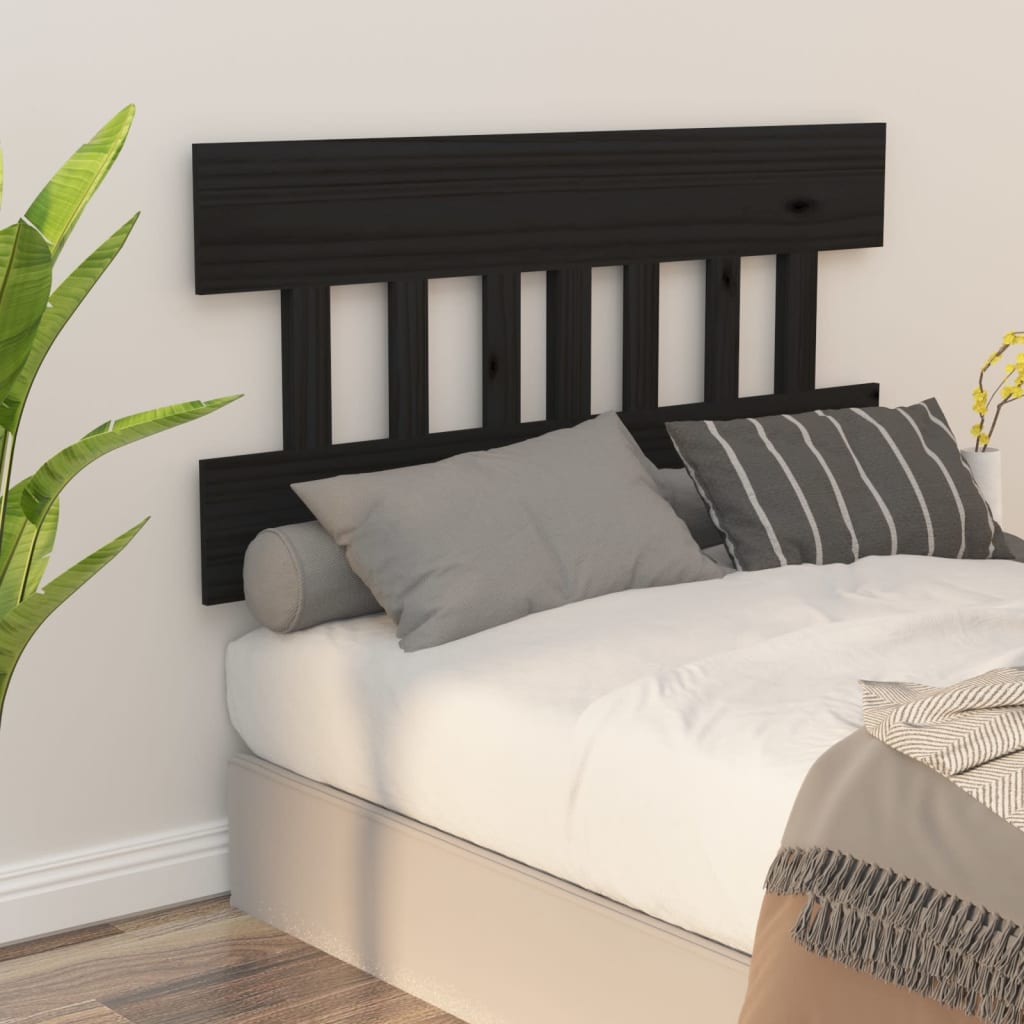 vidaXL Cabecero de cama madera maciza de pino negro 153,5x3x81 cm