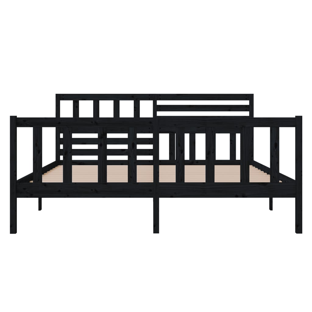 vidaXL Estructura de cama de madera maciza negra 120x200 cm