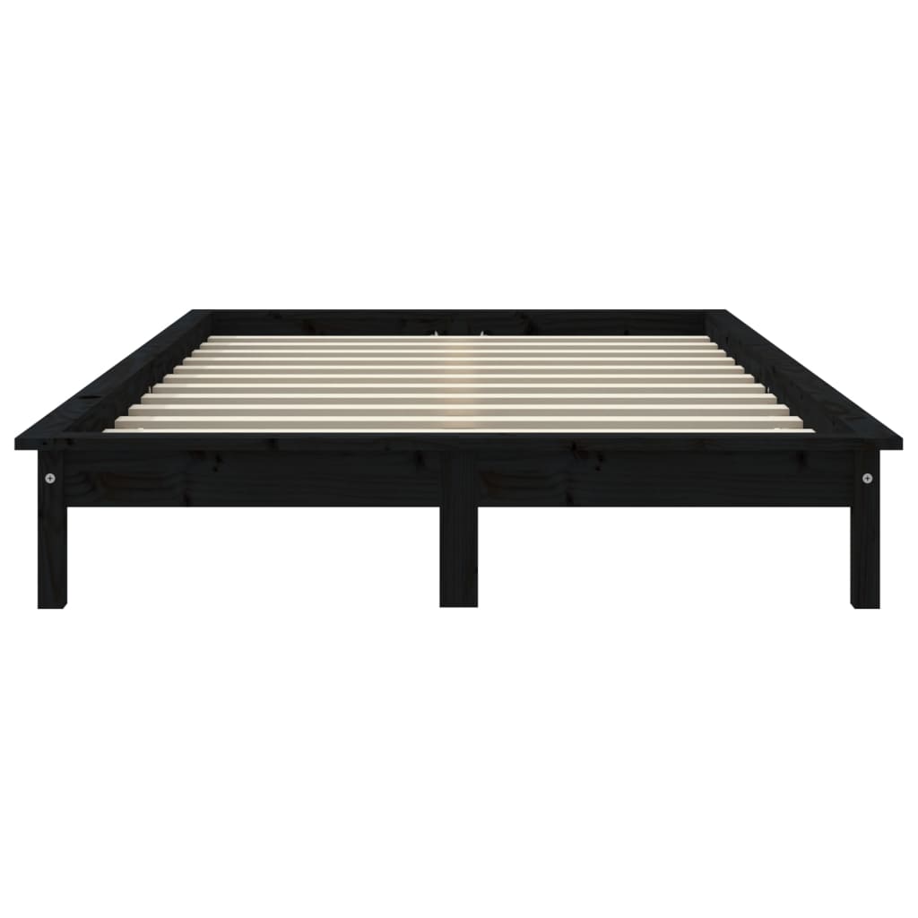 vidaXL Estructura de cama de madera maciza de pino negro 140x190 cm