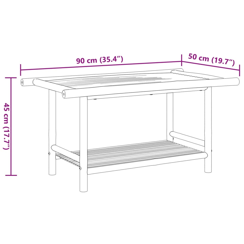 vidaXL Mesita de centro de bambú 90x50x45 cm