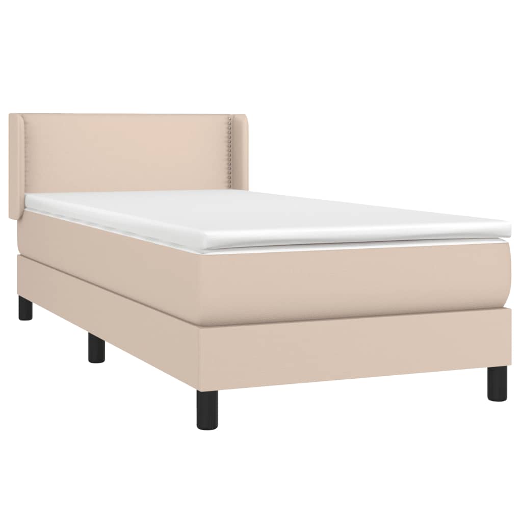 vidaXL Cama box spring con colchón cuero sintético capuchino 100x200cm