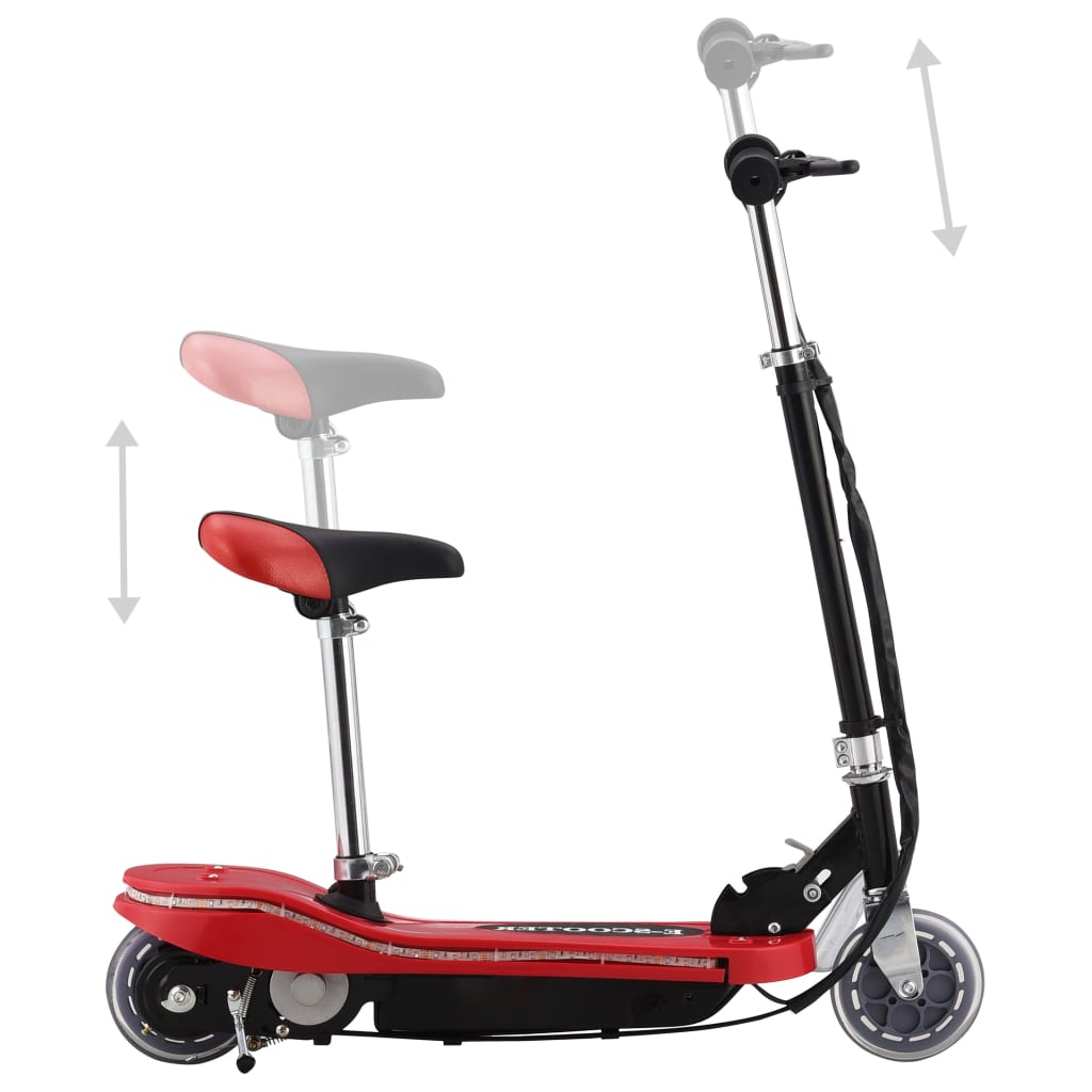 vidaXL Patinete para niños con asiento y LED rojo 120 W