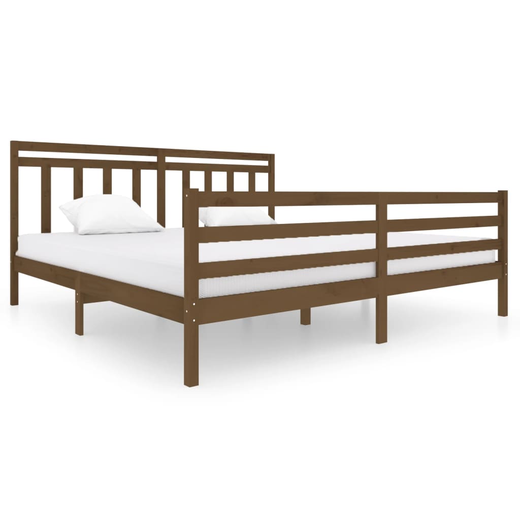 vidaXL Estructura de cama madera maciza marrón miel 200x200 cm