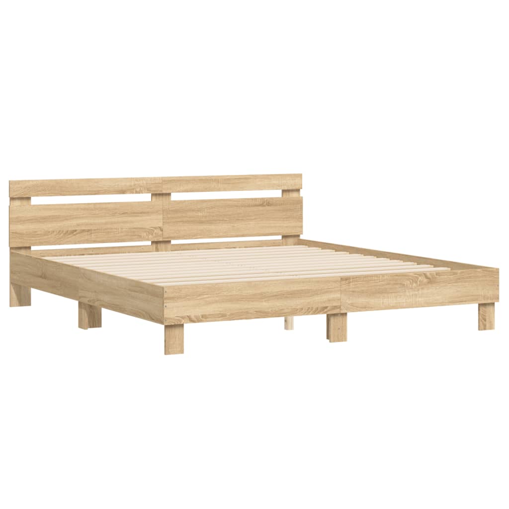 vidaXL Cama con cabecero madera de ingeniería roble Sonoma 180x200 cm