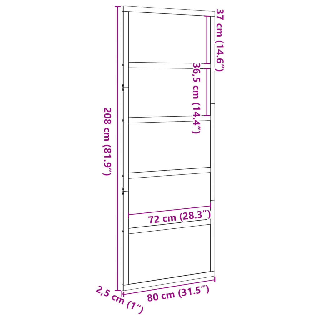 vidaXL Puerta de granero madera maciza pino marrón miel 80x208 cm