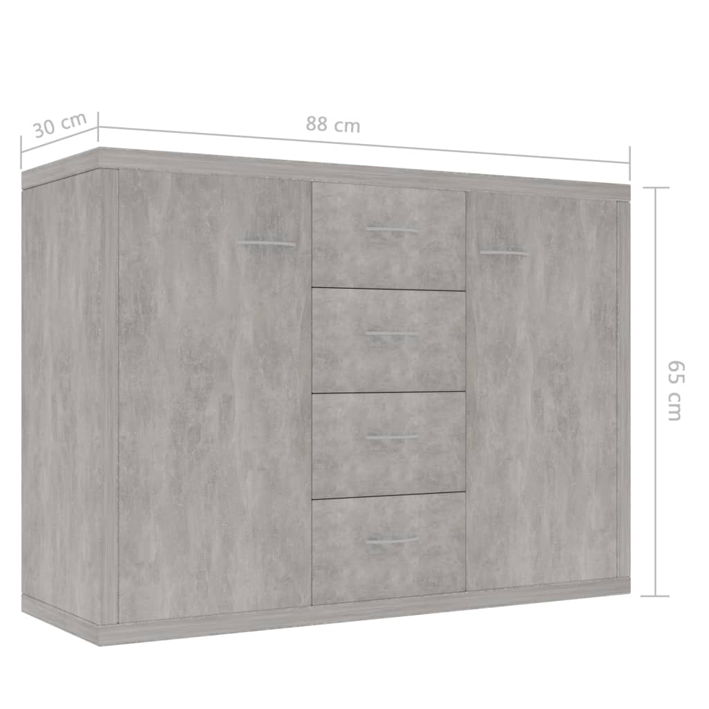 vidaXL Aparador de madera contrachapada gris hormigón 60x30x70 cm