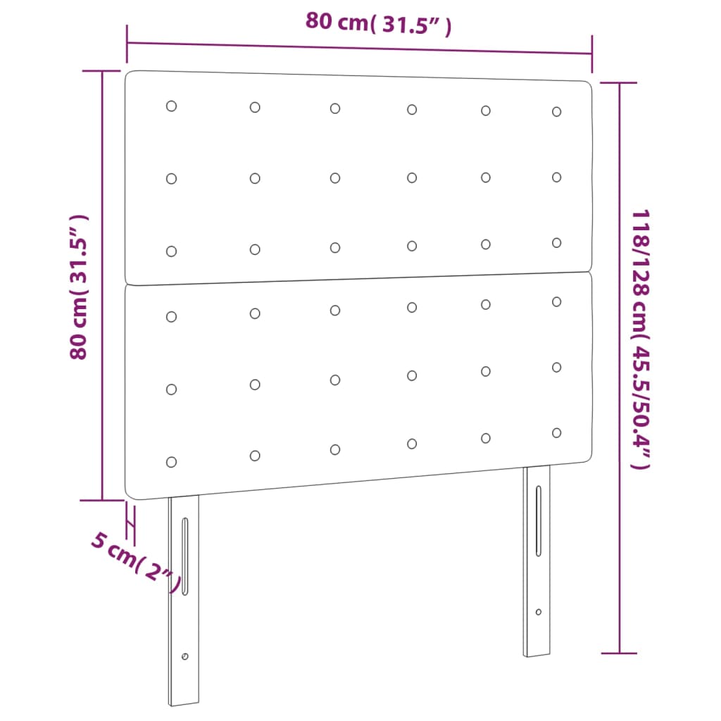 vidaXL Cabeceros 2 unidades de tela gris claro 80x5x78/88 cm