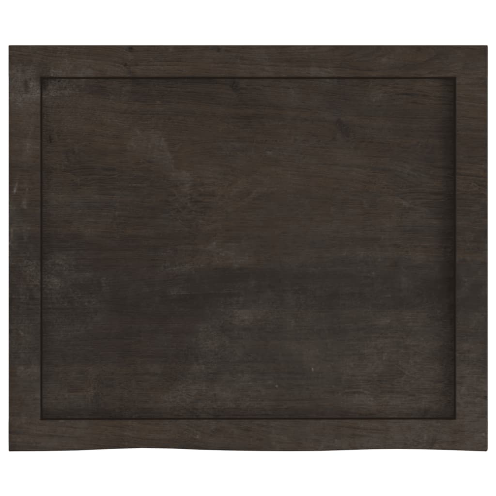 vidaXL Encimera baño madera maciza tratada marrón oscuro 60x50x(2-4)cm