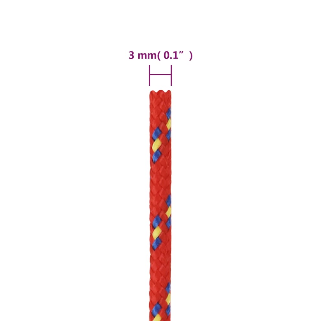 vidaXL Cuerda de barco polipropileno rojo 3 mm 500 m