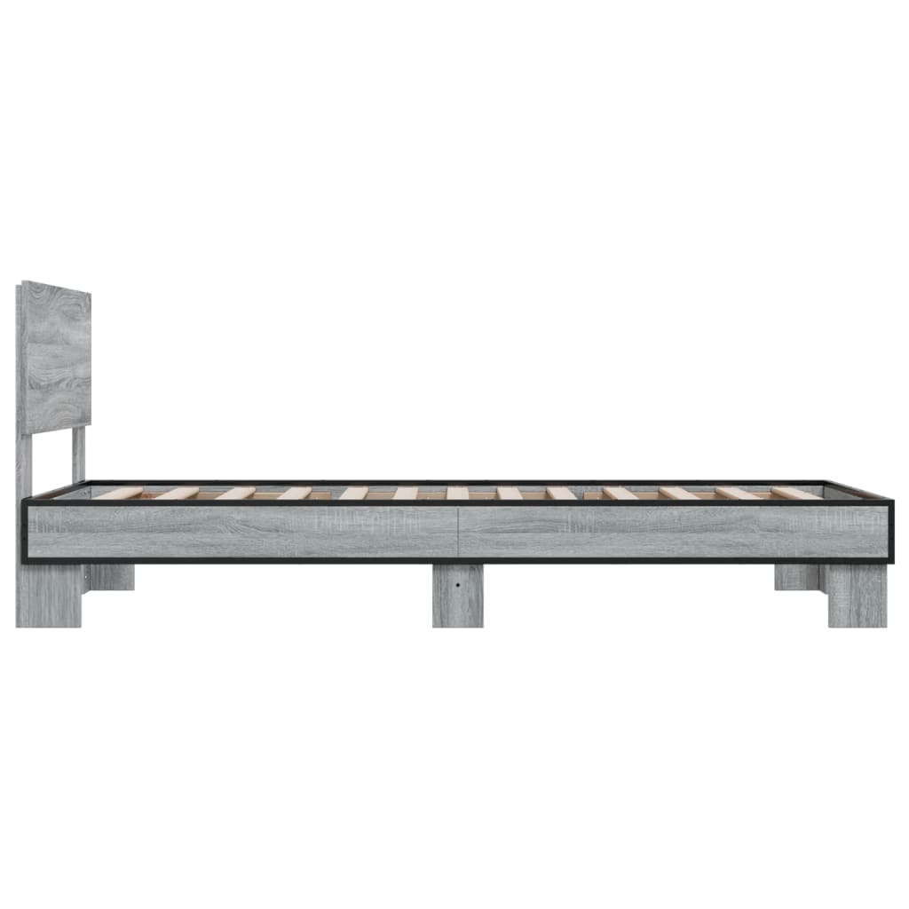 vidaXL Estructura cama madera ingeniería metal gris Sonoma 100x200 cm