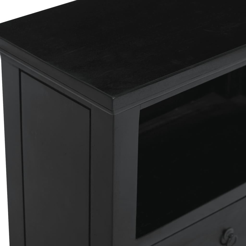 vidaXL Mesita de noche madera maciza de caoba negro 60x30x75 cm