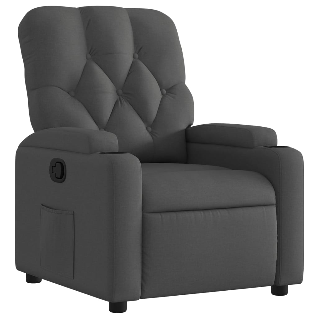 vidaXL Sillón reclinable de tela gris oscuro