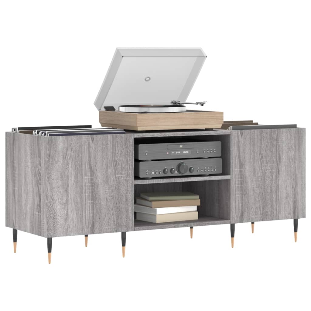 vidaXL Mueble para discos madera contrachapada gris sonoma 121x38x48cm