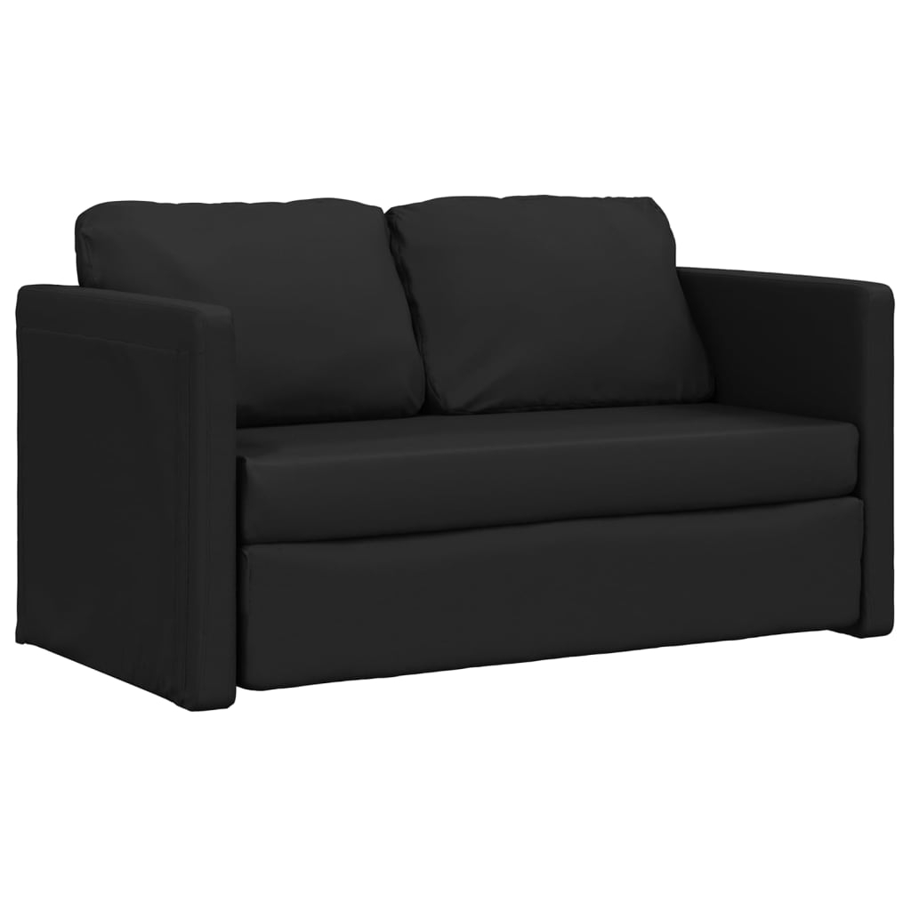 vidaXL Sofá cama de suelo 2 en 1 cuero sintético negro 112x174x55 cm