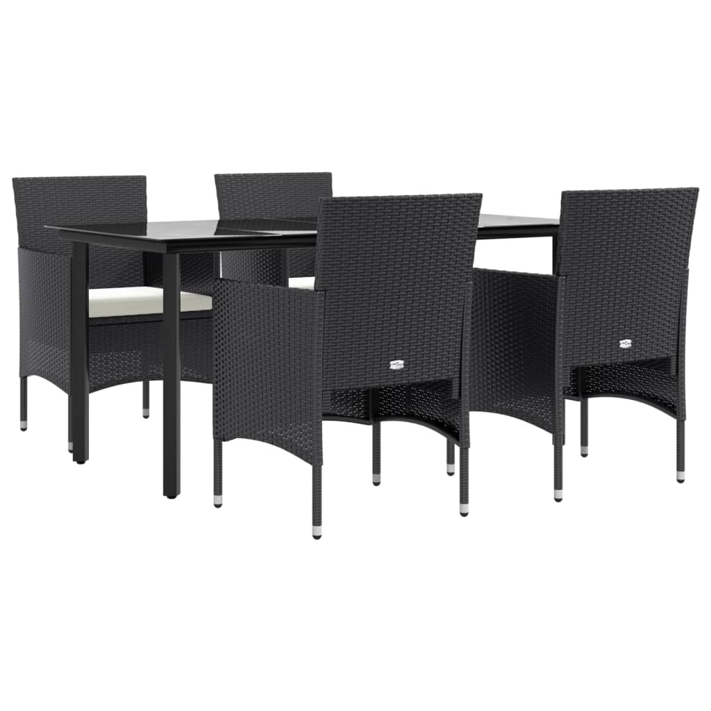 vidaXL Juego de comedor de jardín 5 piezas con cojines negro