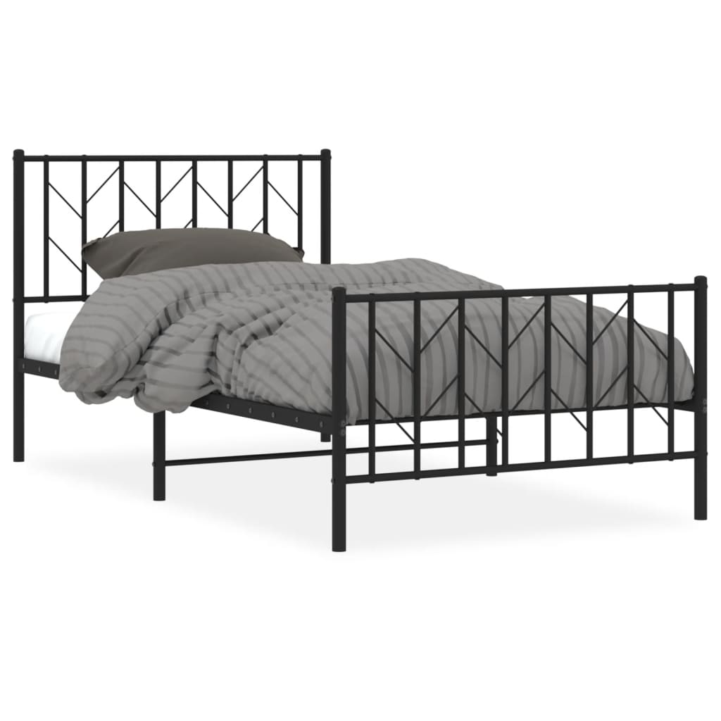 vidaXL Estructura cama sin colchón con estribo metal negro 100x200 cm