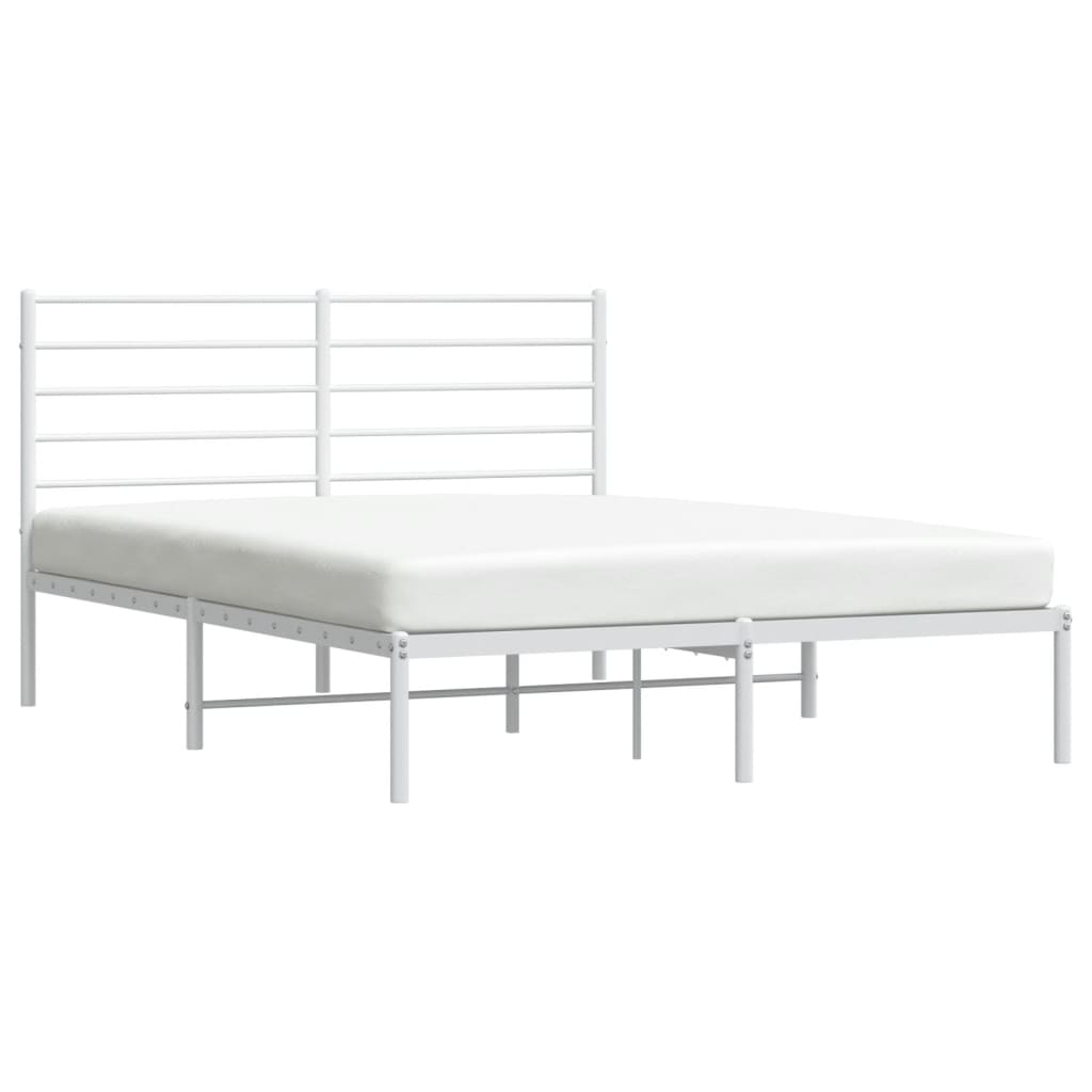 vidaXL Estructura cama sin colchón con cabecero metal blanco 135x190cm