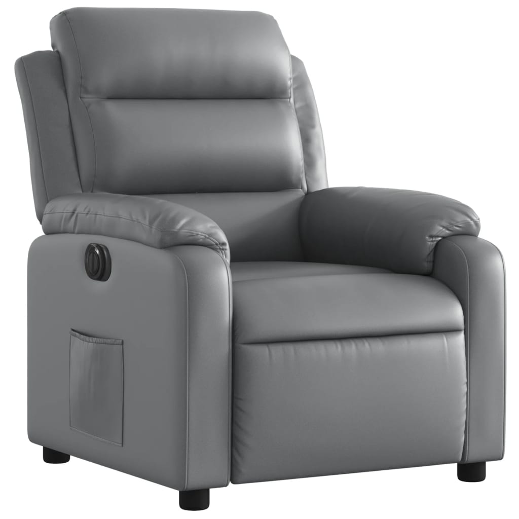 vidaXL Sillón reclinable eléctrico de cuero sintético gris