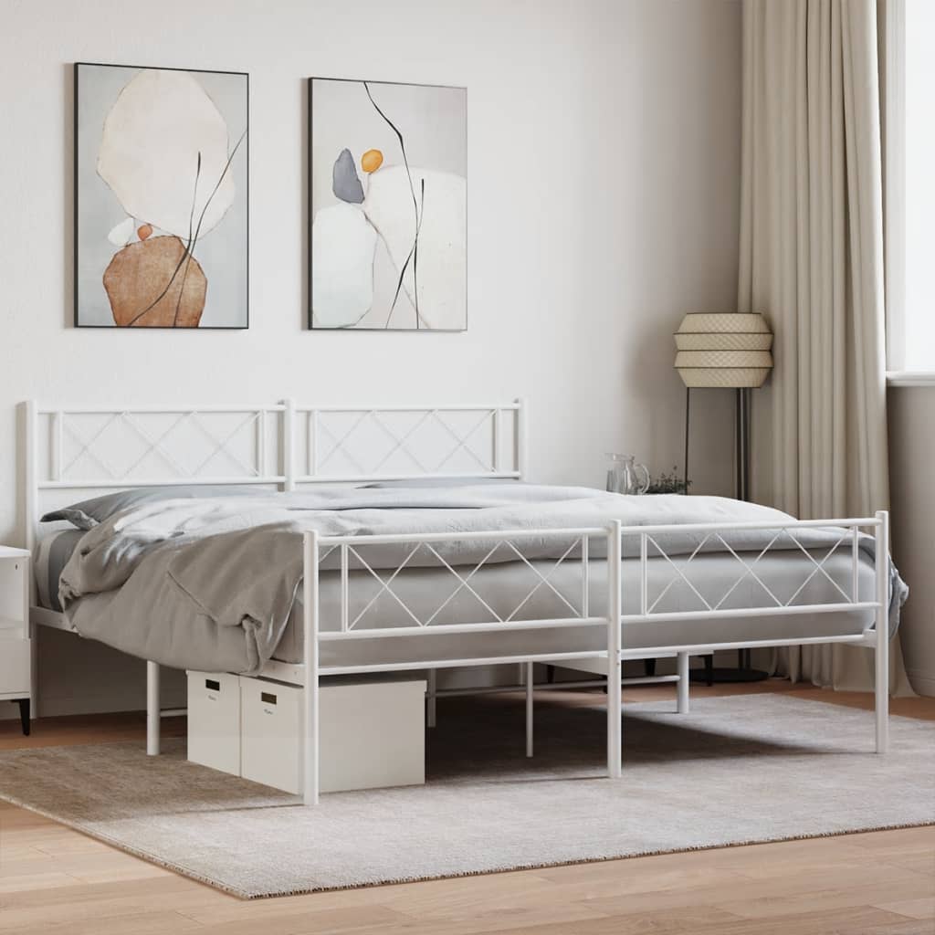 vidaXL Estructura cama sin colchón con estribo metal blanco 150x200 cm