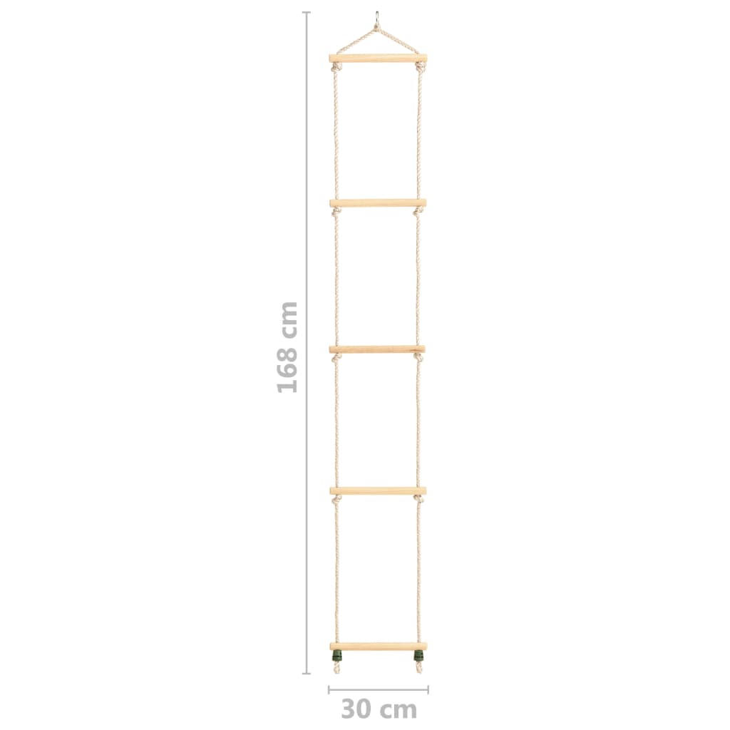 vidaXL Escalera de cuerda para niños madera maciza y PE 30x168 cm