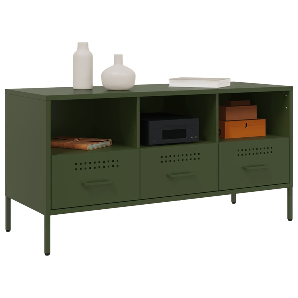 vidaXL Mueble para TV acero verde oliva 100,5x39x50,5 cm