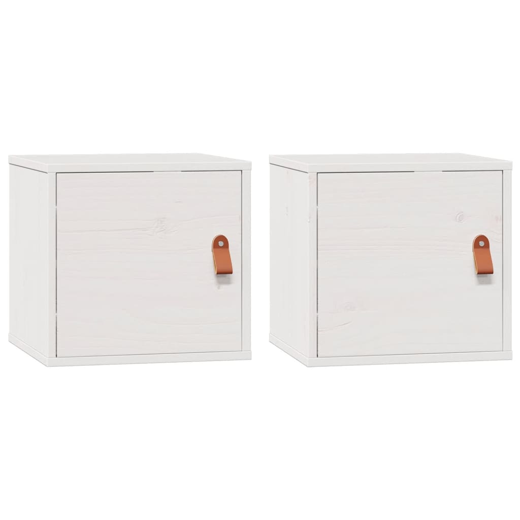 vidaXL Armarios de pared 2 uds madera maciza pino blanco 31,5x30x30 cm