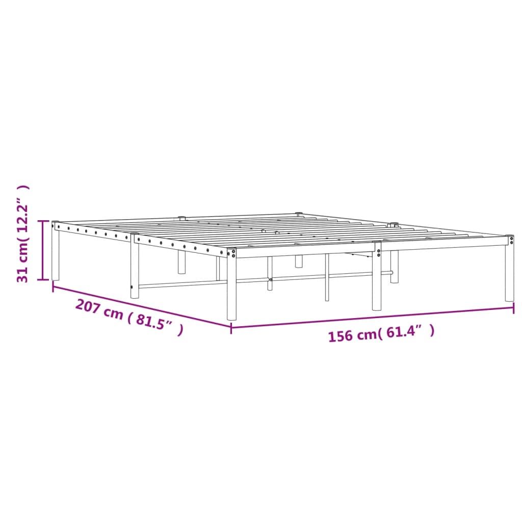 vidaXL Estructura de cama de metal negro 150x200 cm