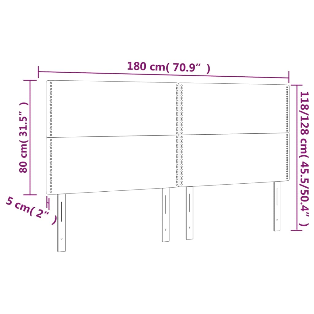 vidaXL Cabeceros 4 unidades de cuero sintético gris 90x5x78/88cm