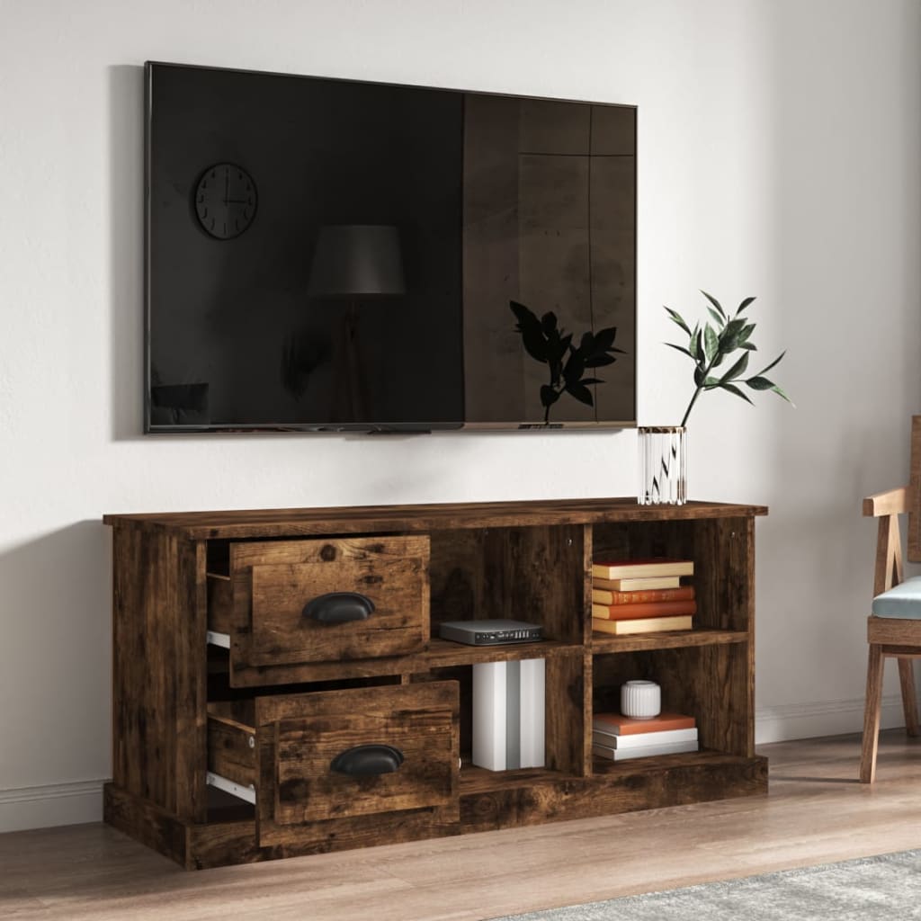 vidaXL Mueble de TV madera contrachapada roble ahumado 102x35,5x47,5cm