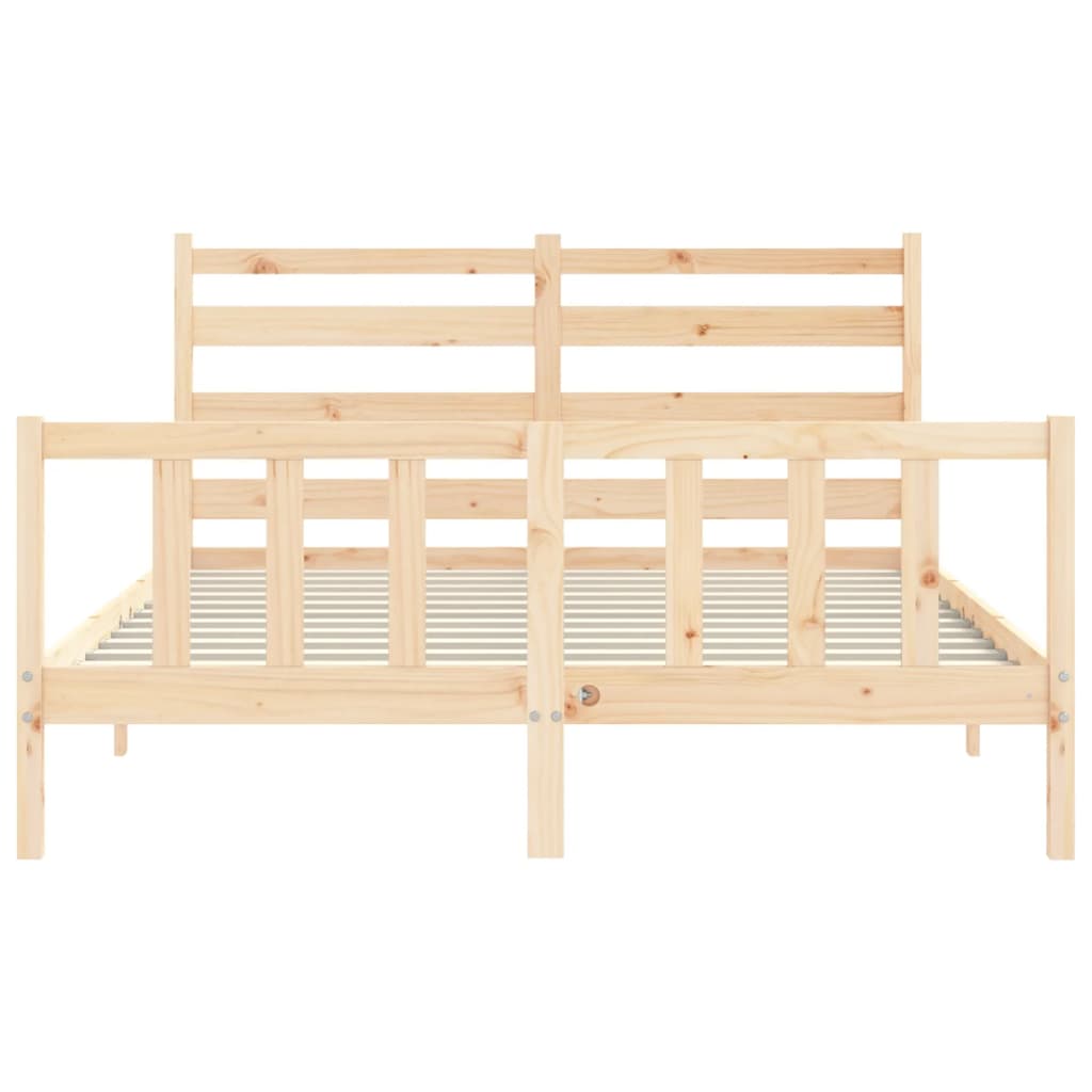 vidaXL Estructura de cama de matrimonio con cabecero madera maciza