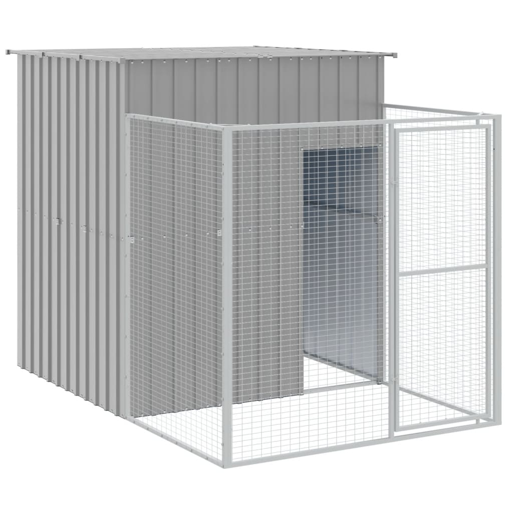 vidaXL Caseta perros corral acero galvanizado gris claro 165x455x181cm