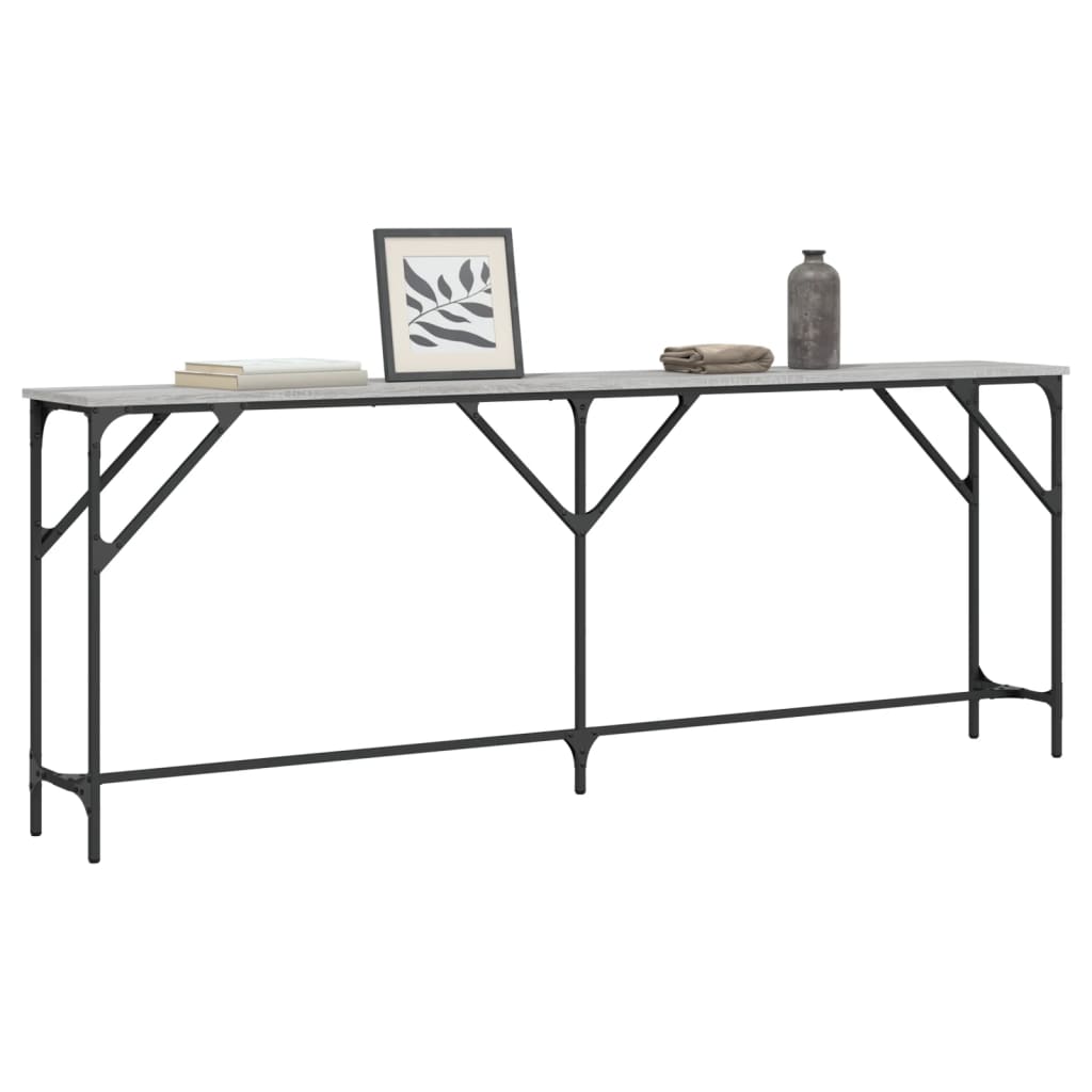 vidaXL Mesa consola madera de ingeniería gris Sonoma 200x29x75 cm