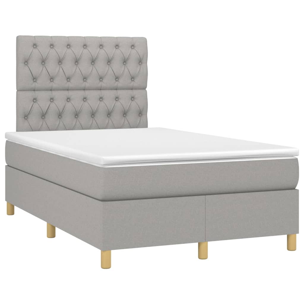 vidaXL Cama box spring con colchón tela gris claro 120x200 cm