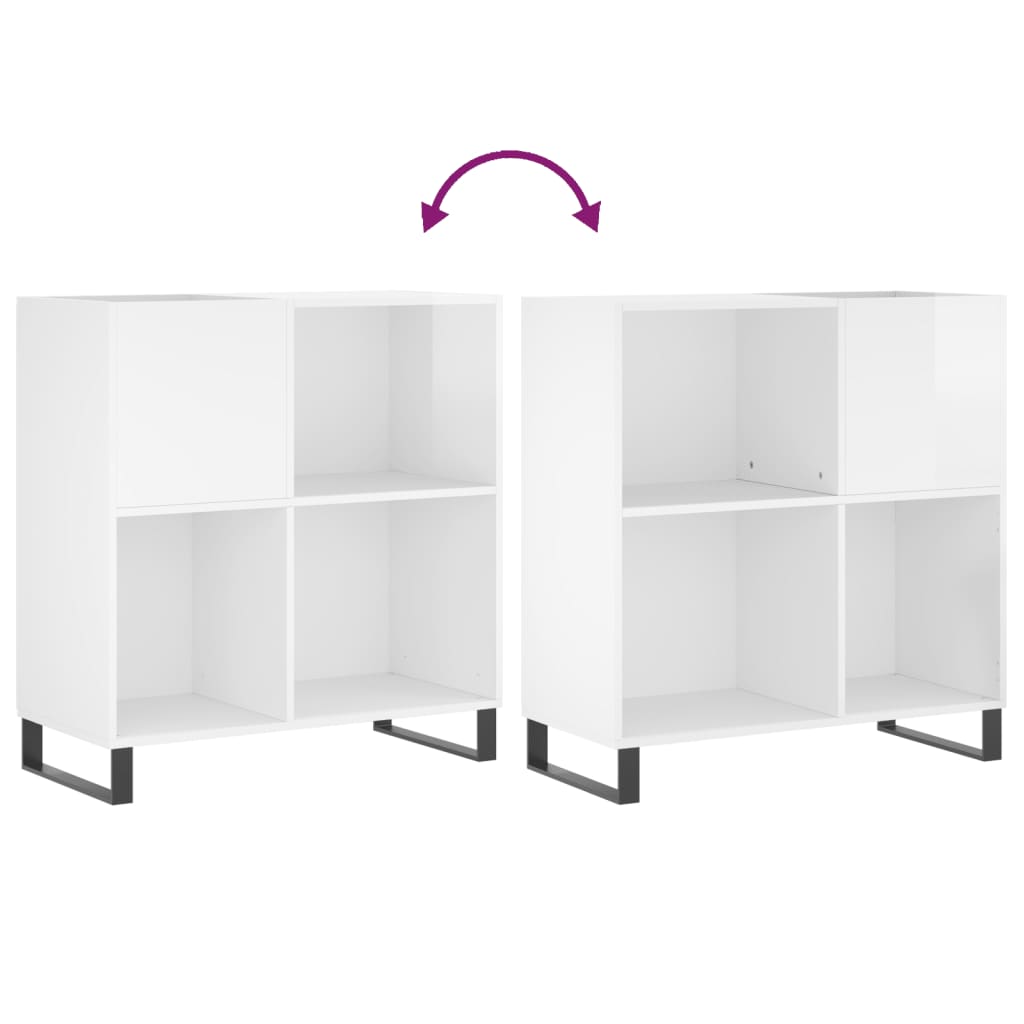 vidaXL Mueble discos madera contrachapada blanco brillo 84,5x38x89 cm