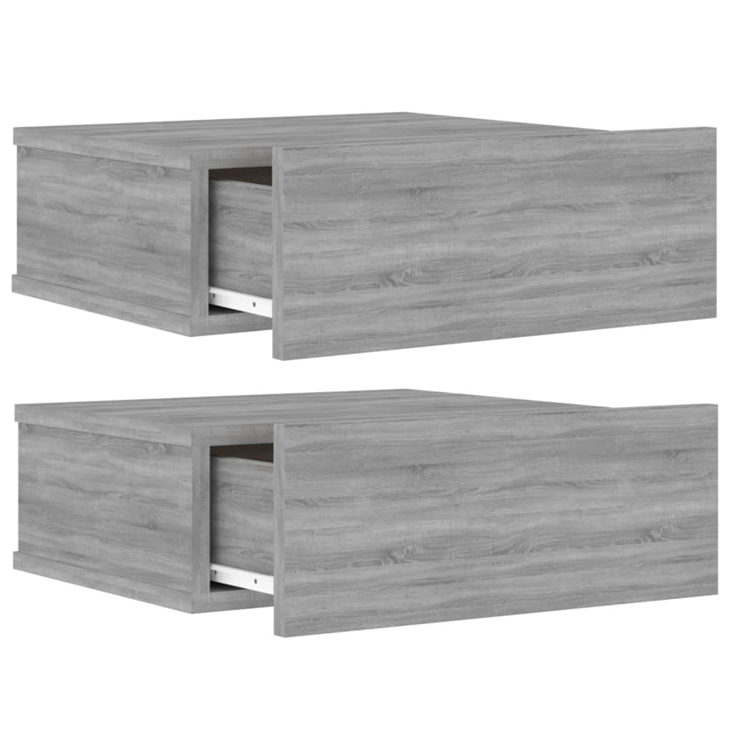 vidaXL Mesita de noche flotante 2 uds madera gris Sonoma 40x30x15 cm