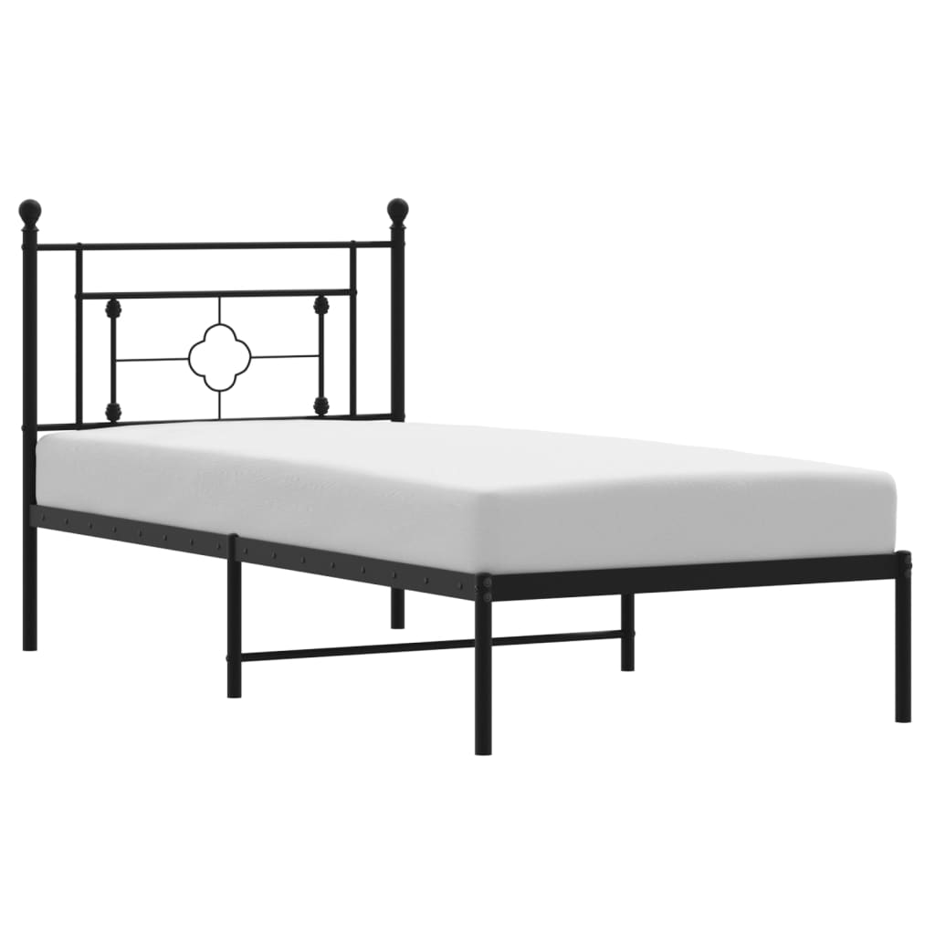 vidaXL Estructura cama sin colchón con cabecero metal negro 100x200 cm